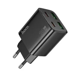 Caricabatterie Rete HOCO N55, 20W, 3A, 2 x USB-A - 2 x USB-C, Nero