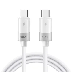 Cavo Dati e Ricarica USB-C - USB-C Lito LD07, 60W, 1m, Bianco