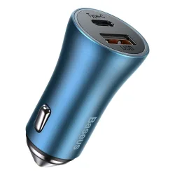 Caricabatterie da auto Baseus Golden Contactor Pro, 40W, 3A, 1 x USB-A - 1 x USB-C, blu CCJD-03