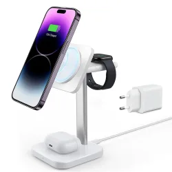 Caricabatterie Wireless Retea ESR HaloLock 3in1, 15W, 1.67A, Bianco