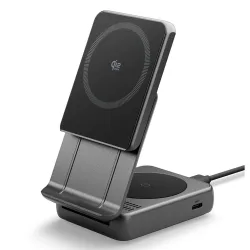 Caricatore Wireless da Rete Spigen EF302MOQ 3in1, 25W, 1 x USB-C, Grigio ACH10399