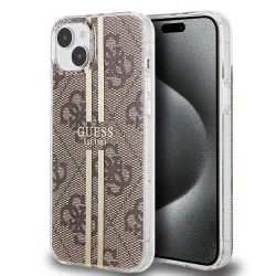 Custodia per Apple iPhone 15 Plus, Guess, IML 4G Gold Stripe, Marrone