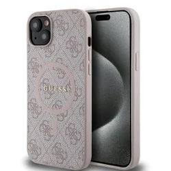 Custodia MagSafe per Apple iPhone 15, Guess, Collezione 4G, Rosa