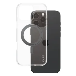 Custodia MagSafe per Apple iPhone 16 Pro Max, PanzerGlass, con Supporto Kickstand, Trasparente Nera