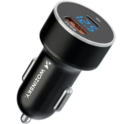 Caricabatterie per auto WZK WDCCAC, 36W, 3A, 1 x USB-A - 1 x USB-C, nero