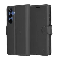 Custodia per Samsung Galaxy S25 S931, Techsuit, Leather Folio, Nera