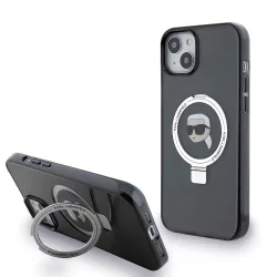 Custodia MagSafe per Apple iPhone 15 Plus, Karl Lagerfeld, Ring Stand Karl's Head, Nera
