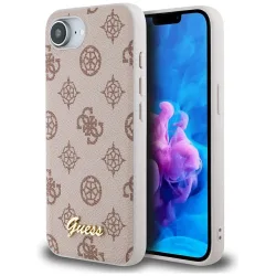 Custodia MagSafe per Apple iPhone 17e / 16e, Guess, Peony Script, Marrone
