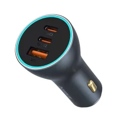 Caricabatterie Auto Baseus Golden Contactor Pro, 65W, 3A, 1 x USB-A - 2 x USB-C, Grigio C00035202841-00