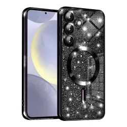 Custodia MagSafe per Samsung Galaxy S24 S921, Techsuit, Luxury Glitter, Nera
