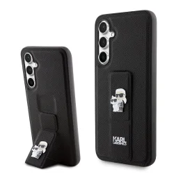 Custodia MagSafe per Samsung Galaxy S23 FE S711, Karl Lagerfeld, Saffiano Gripstand Karl & Choupette, Nera