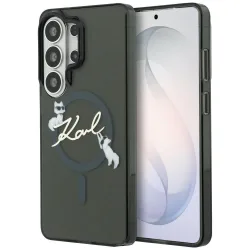 Custodia MagSafe per Samsung Galaxy S26 Ultra S948, Karl Lagerfeld, IML Choupette Karl Script Logo, Nera
