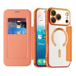 Custodia MagSafe per Apple iPhone 17 Pro Max, Techsuit, SmartMag Book, Arancione