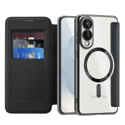 Custodia MagSafe per Samsung Galaxy S25 Edge S937, Techsuit, SmartMag Book, Nera