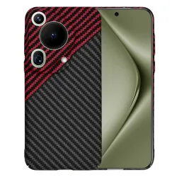 Custodia per Huawei Pura 70 Ultra, Techsuit, Carbonite FiberShell, Nero Rosso
