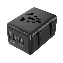 Caricabatterie da Rete Techsuit HHt204A Travel, 15W, 3A, 2 x USB-A - 2 x USB-C, Nero