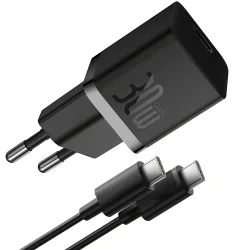 Caricatore di rete cablato USB-C GaN5S di Baseus, 30W, 3A, 1 x USB-C, nero P1011090902113113-00
