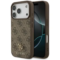 Custodia MagSafe per Apple iPhone 17 Pro, Guess, 4G Small and Classic Logo, Marrone