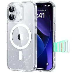 Custodia MagSafe per Apple iPhone 17, ESR, Classic Hybrid Shimmer, Trasparente