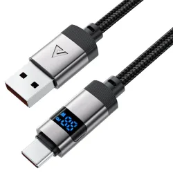 Cavo Dati e Ricarica USB-A - USB-C Acefast C15-04 Display, 66W, 1.2m, Nero