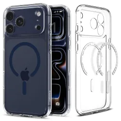 Custodia MagSafe per Apple iPhone 17 Pro Max, Spigen, Ultra Hybrid, Trasparente Blu Navy ACS11108