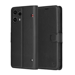 Custodia per Nothing Phone (3a) Lite, Techsuit, Leather Folio, Nera