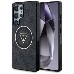 Custodia MagSafe per Samsung Galaxy S25 Ultra S938, Guess, IML Glitter 4G Circle Triangle, Nera
