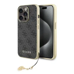 Custodia per Apple iPhone 15 Pro, Guess, 4G Charm, Grigio