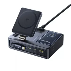 Caricatore Stazione Baseus Nomos QI 5in1, 140W, 5A, 1 x USB-A - 2 x USB-C, Nero P10170902123-00