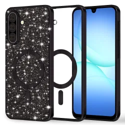 Custodia MagSafe per Samsung Galaxy A17 4G / A17 5G, Techsuit, Luxury Glitter, Nera