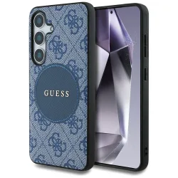 Custodia MagSafe per Samsung Galaxy S25+ S936, Guess, 4G Circle Classic Logo, Blu