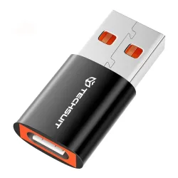 Adattatore Dati e Ricarica USB-C - USB-A Techsuit A5 HyperPort, Nero Arancione