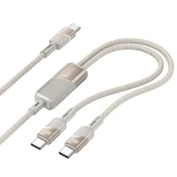 Cavo Dati e Ricarica USB-C - 2 x USB-C HOCO U139 2in1, 100W, 1.2m, Dorato