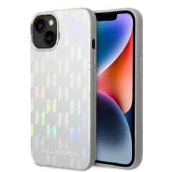 Custodia per Apple iPhone 14 Plus, Karl Lagerfeld, Monogram Iridescent, Argento