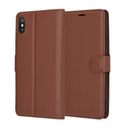 Custodia per Apple iPhone XS Max, Techsuit, Leather Folio, Marrone