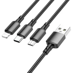 Cavo di Ricarica USB-A - Lightning / microUSB / USB-C Borofone BX72, 18W, 1m, Nero