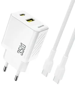 Caricabatterie Rete con Cavo USB-C Dudao A27Max, 35W, 1 x USB-A - 1 x USB-C, Bianco