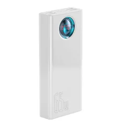 Batteria Esterna Baseus Amblight Digital Display, 30000mAh, 65W, QC + PD, 1 x USB-C - 4 x USB-A, Bianca PPLG000102