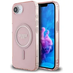 Custodia MagSafe per Apple iPhone 17e / 16e, Guess, IML Glitter Circle, Rosa