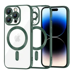 Custodia MagSafe per Apple iPhone 14 Pro, Techsuit, Luxury Crystal, Verde Scuro