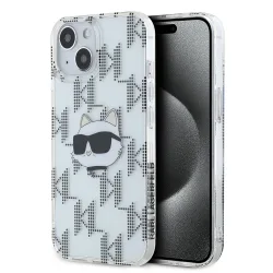 Custodia per Apple iPhone 15, Karl Lagerfeld, IML Electroplated Choupette Head, Trasparente