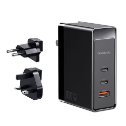 Caricabatterie da rete McDodo CH-8101 Pro Nuc AR Power Travel, 100W, 5A, 1 x USB-A - 2 x USB-C, Nero