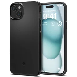 Custodia per Apple iPhone 15, Spigen, Thin Fit, Nera ACS06776