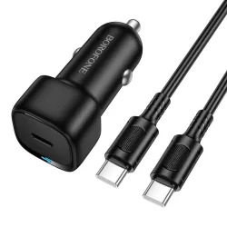 Caricabatterie Auto con Cavo USB-C Borofone BZ34A Cloud, 20W, 3A, 1 x USB-C, Nero