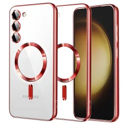 Custodia MagSafe per Samsung Galaxy S23+ S916, Techsuit, Luxury Crystal, Rossa
