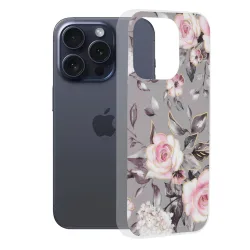 Custodia per Apple iPhone 15 Pro, Techsuit, Marble, Grigio