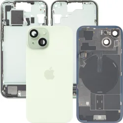 Cover Batteria Apple iPhone 15, Con Scocca Centrale, Parti Complete, Giallo, Swap Premium