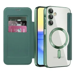 Custodia MagSafe per Samsung Galaxy A15 5G A156 / A15 A155, Techsuit, SmartMag Book, Verde