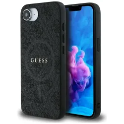 Custodia MagSafe per Apple iPhone 17e / 16e, Guess, 4G Ring Classic Logo, Nera