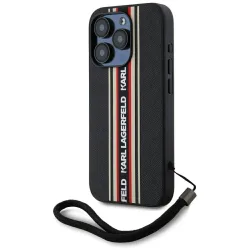 Custodia per Apple iPhone 15 Pro, Karl Lagerfeld, Saffiano Athleisure Stripes with Strap, Rosie